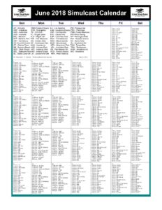 June 2018 Simulcast Calendar – Lone Star Park at Grand Prairie