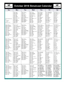 October 2018 Simulcast Calendar – Lone Star Park at Grand Prairie